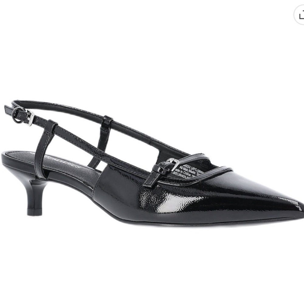 No Boundaries Black Patent Pointed Toe Slingback Kitten Heels Women's Size 8